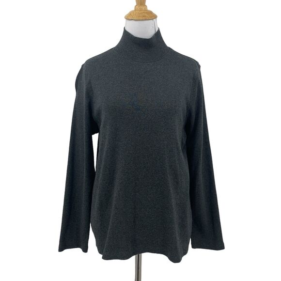 Pendleton Turtleneck Shirt Womens PL Large Petite Dark Gray Long Sleeve Cotton - Picture 1 of 12